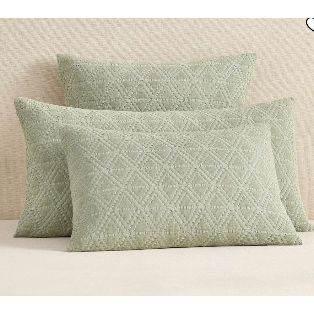 Pottery Barn Diamond Matelasse King Sham Eucalyptus Green 6281498 Set of 2